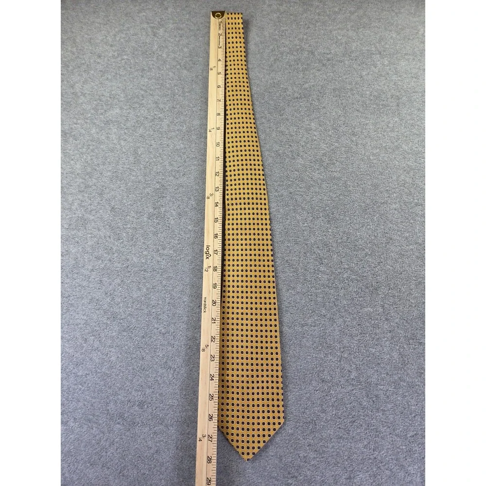 Polo Ralph Lauren Silk Tie Mens Mustard Gold Geometric Medallion Foulard Preppy
